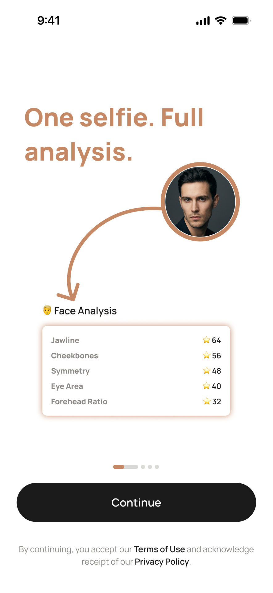 LooksMax Pro detailed face analysis screen