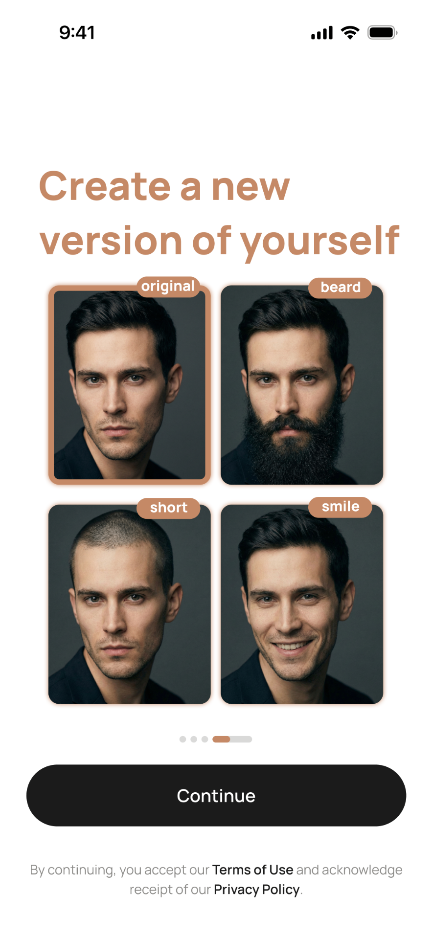 LooksMax Pro style simulation onboarding screen